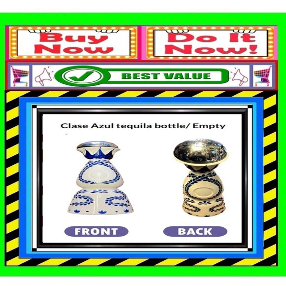 🛑 CLASE AZUL Tequila ➕🆒 EMPTY BOTTLE Painted Reuseable DISPLAY 💸BUY NOW‼️🟢 - Picture 7 of 16